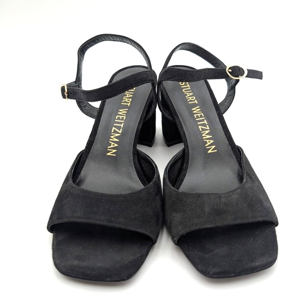 Stuart Weitzman Tia 75 Block Heel Sandal Women's Black Size US7.5B EU38 - Picture 2 of 13